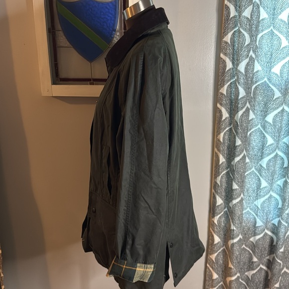 Barbour Beadnell Waxed Cotton Jacket Original Barbour Tartan Flannel Lining SZ12 - Picture 3 of 11